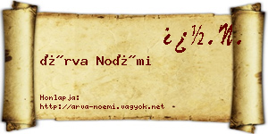 Árva Noémi névjegykártya
