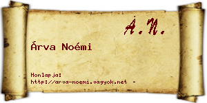 Árva Noémi névjegykártya